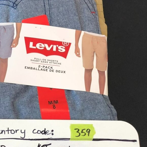 NWT Levi's Men's 2 Pack Slim Fit Pull On  Shorts w/Drawcord. Khaki & Blue. M/8 - Picture 7 of 9
